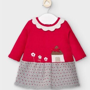 NWT Mayoral Newborn Red and White Knit Dress size 4-6 Months